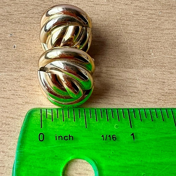 VINTAGE 18K YELLOW GOLD LARGE LOVE KNOT EARRINGS MADE IN ITALY STATEMENT SHOWY - Picture 7 of 16